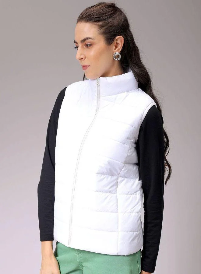 Freehand  Women Regular Fit Solid High Neck Sleeveless Quilted Jacket for Women | Best Price UAE